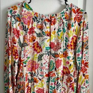 Old Navy - Floral - Multi Color - Linen type fabric.  Size L